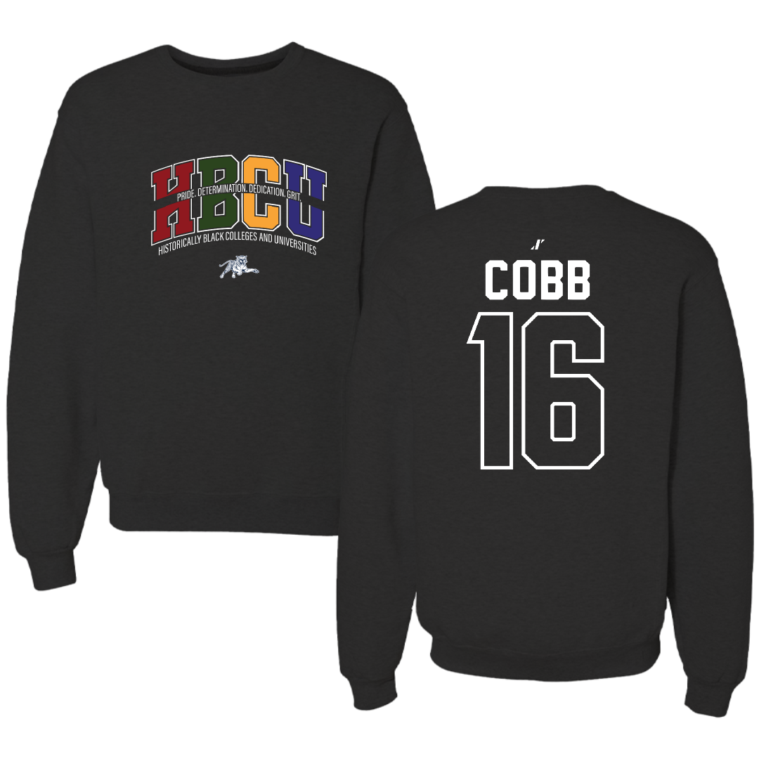 Jackson State University Soccer Black HBCU Crewneck - #16 Olivia Cobb