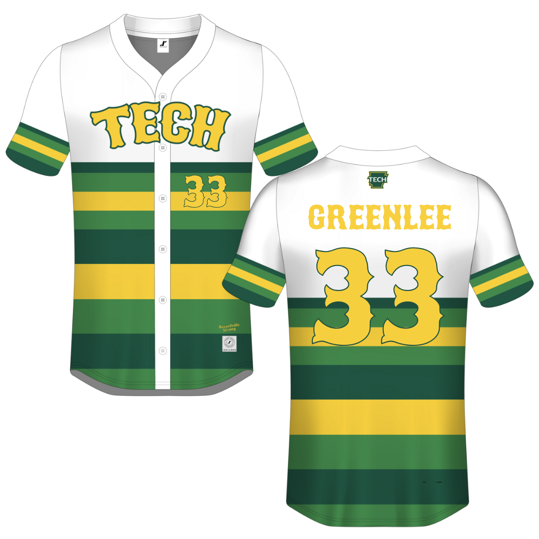 Arkansas Tech University White Campus Connect Button-Down Jersey - #33 Ashton Greenlee