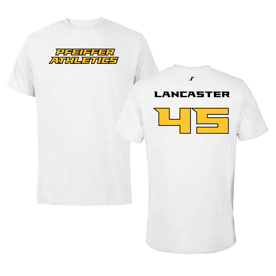 Pfeiffer University Baseball White Performance Tee - #45 Jackson Lancaster