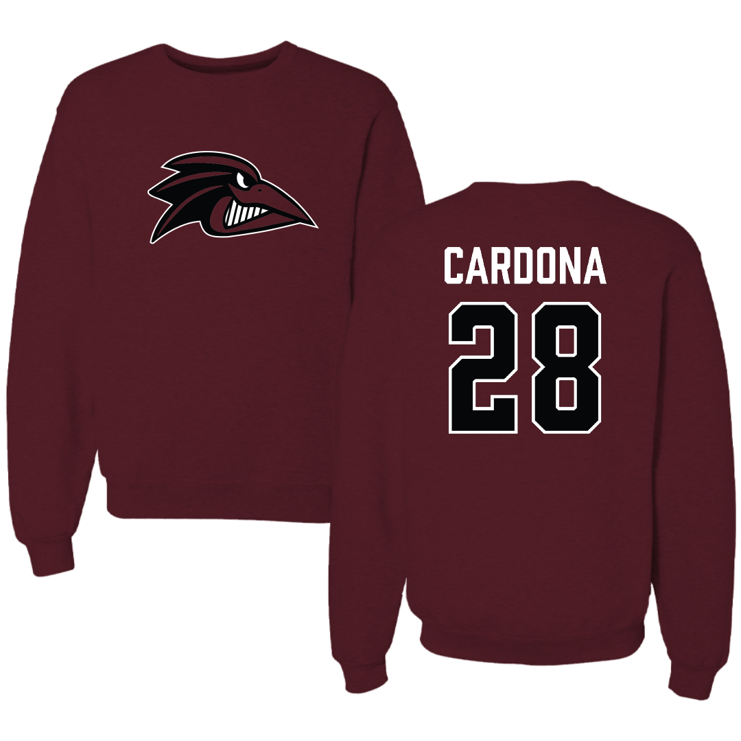 Franklin Pierce University Baseball Maroon Crewneck - #28 Antwan Cardona