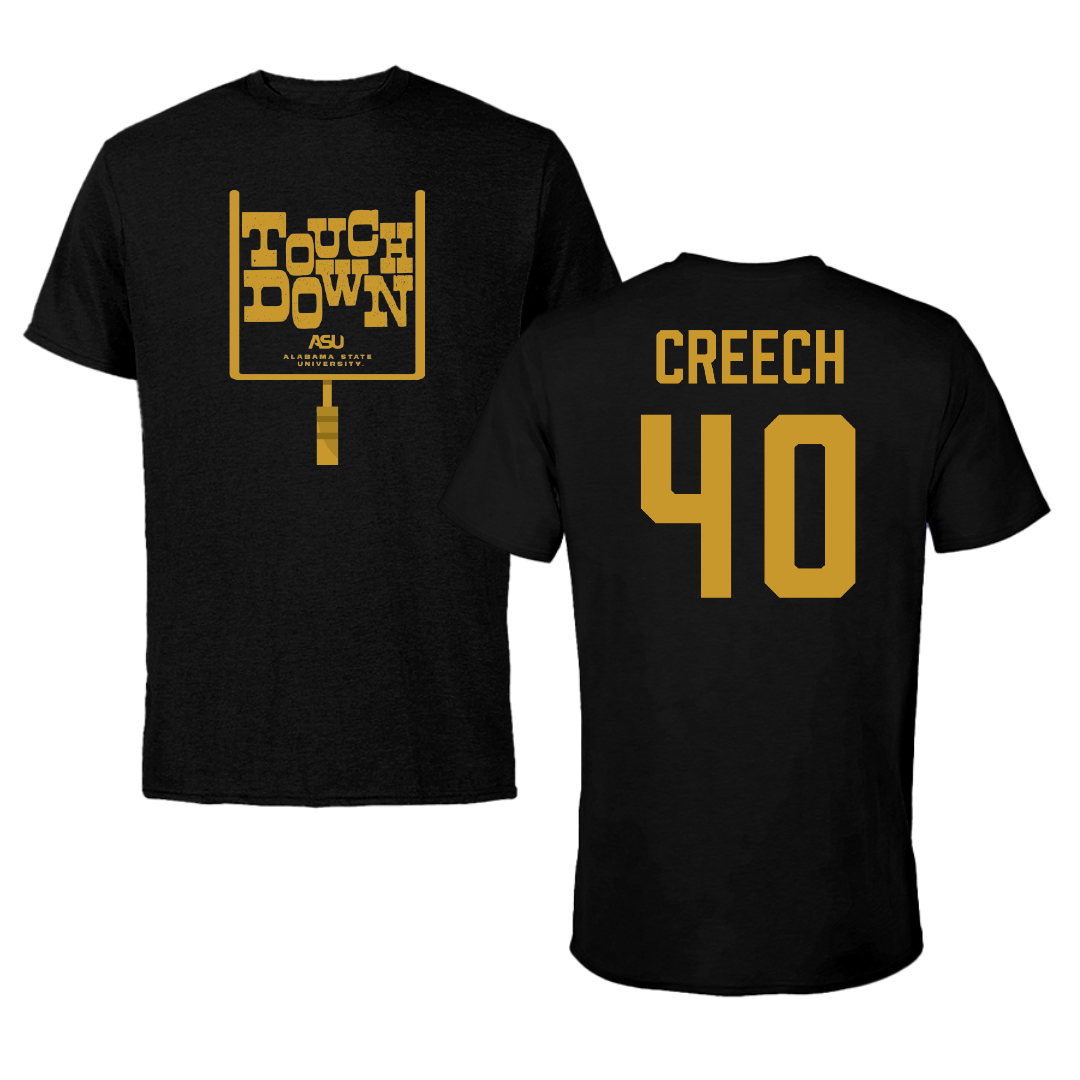 Alabama State University Football Black Touchdown Tee - #40 Dylan Creech