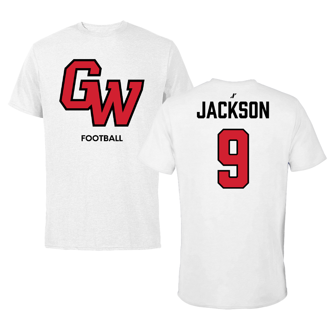 Gardner-Webb University Football White Performance Tee - #9 Jordan Jackson