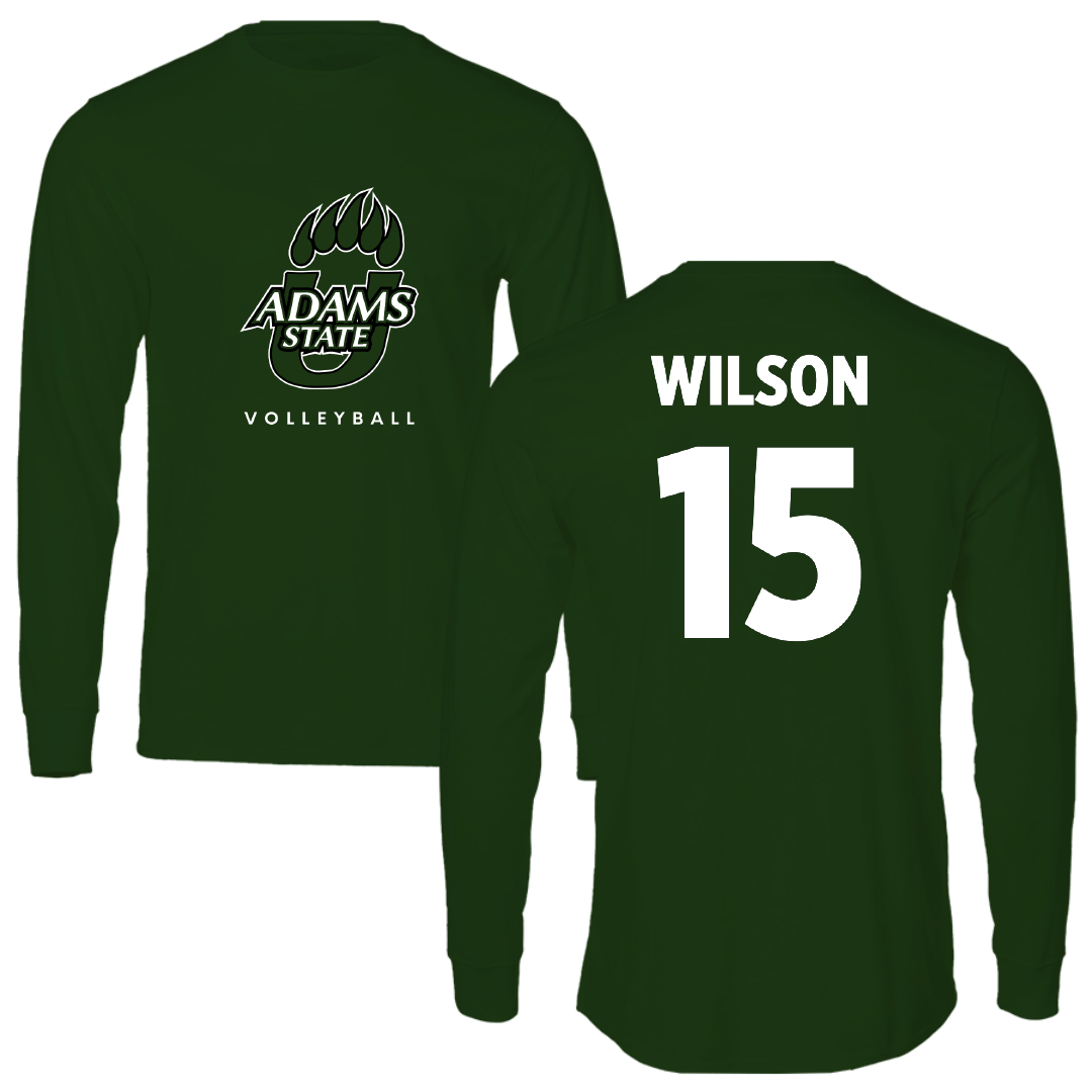 Adams State University Volleyball Forest Green Long Sleeve - #15 Makylee Wilson