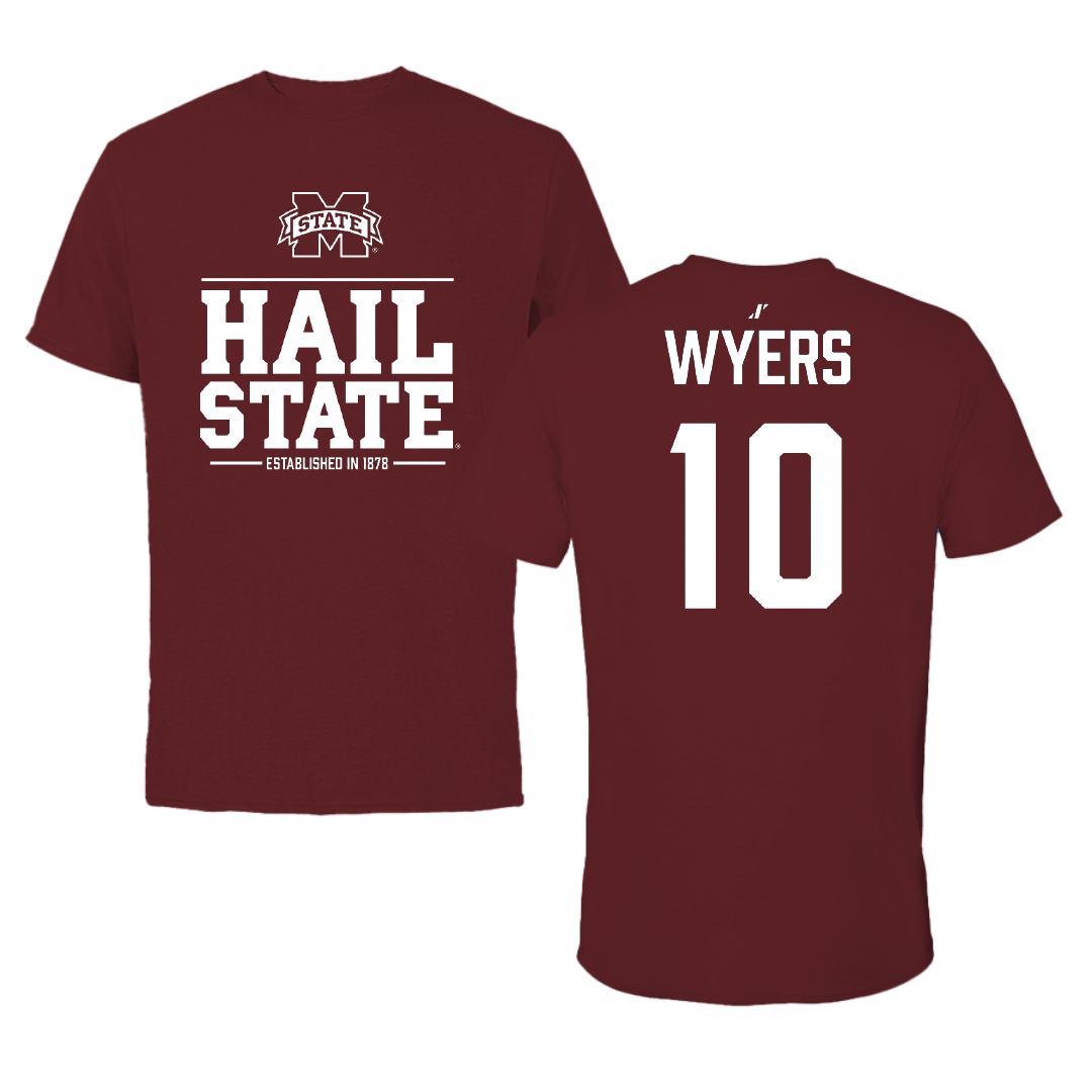 Mississippi State University Baseball Maroon General Tee - #10 Drew Wyers