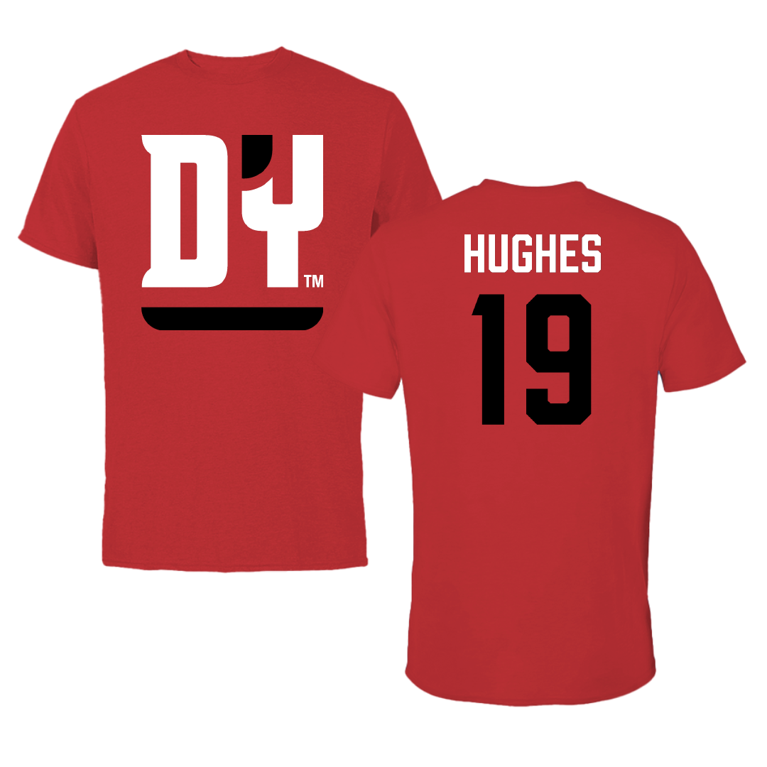 D'Youville University Lacrosse (M) Red Performance Tee - #19 Ryan Hughes