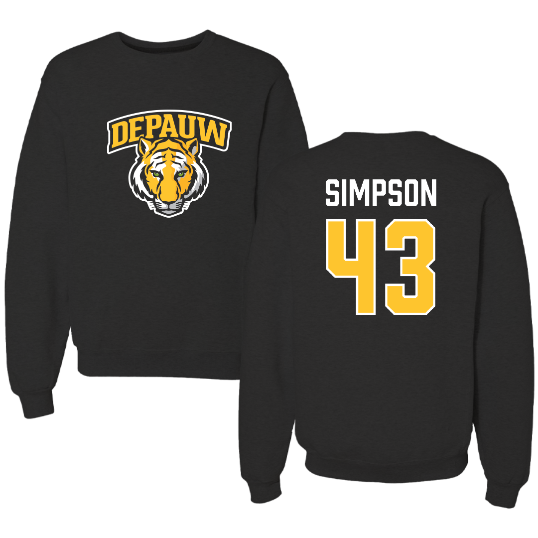 DePauw University Football Black Crewneck - #43 Clark Simpson