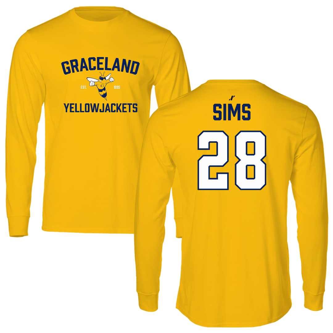 Graceland University Baseball Gold General Long Sleeve - #28 Ashtyn Sims