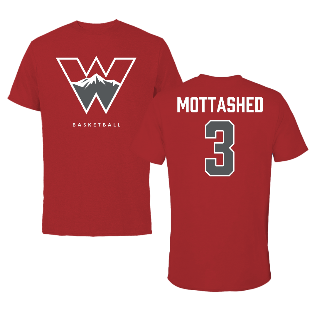 Western Colorado University Basketball Canvas Red Tee - #3 Mason Mottashed