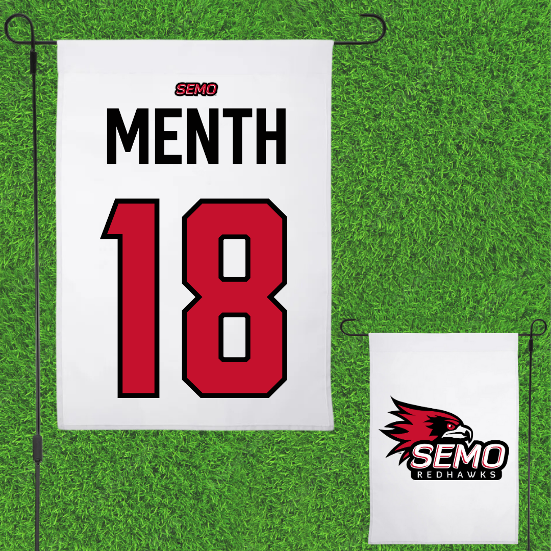 Southeast Missouri State University Baseball White Garden Flag - #18 Alex Menth