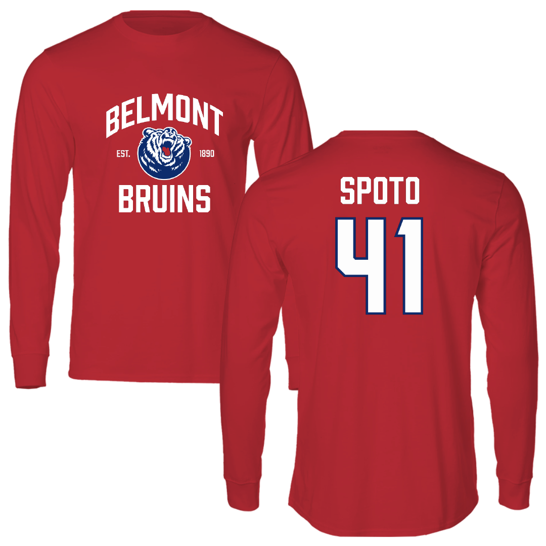 Belmont University Baseball Red General Long Sleeve - #41 Dean Spoto