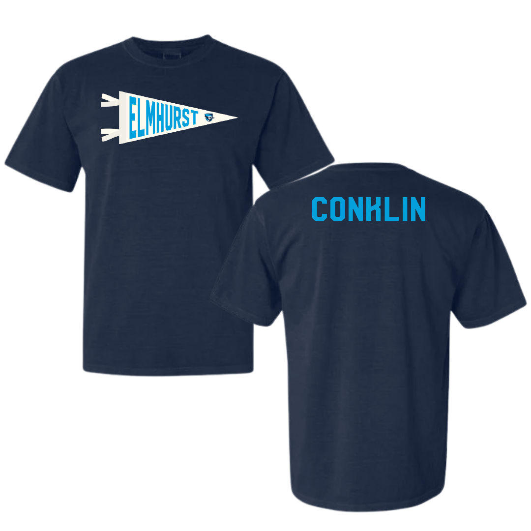Elmhurst University Golf Navy Pennant Comfort Colors Tee - Carson Conklin