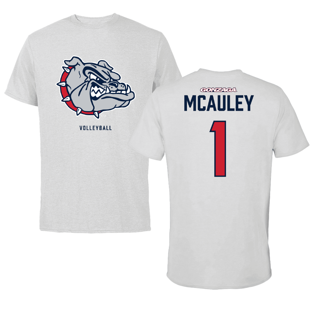 Gonzaga University Volleyball Light Gray Performance Tee - #1 Kelly McAuley