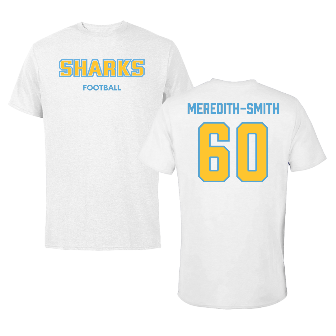 Long Island University Football White Sharks Tee - #60 Aqil Meredith-Smith
