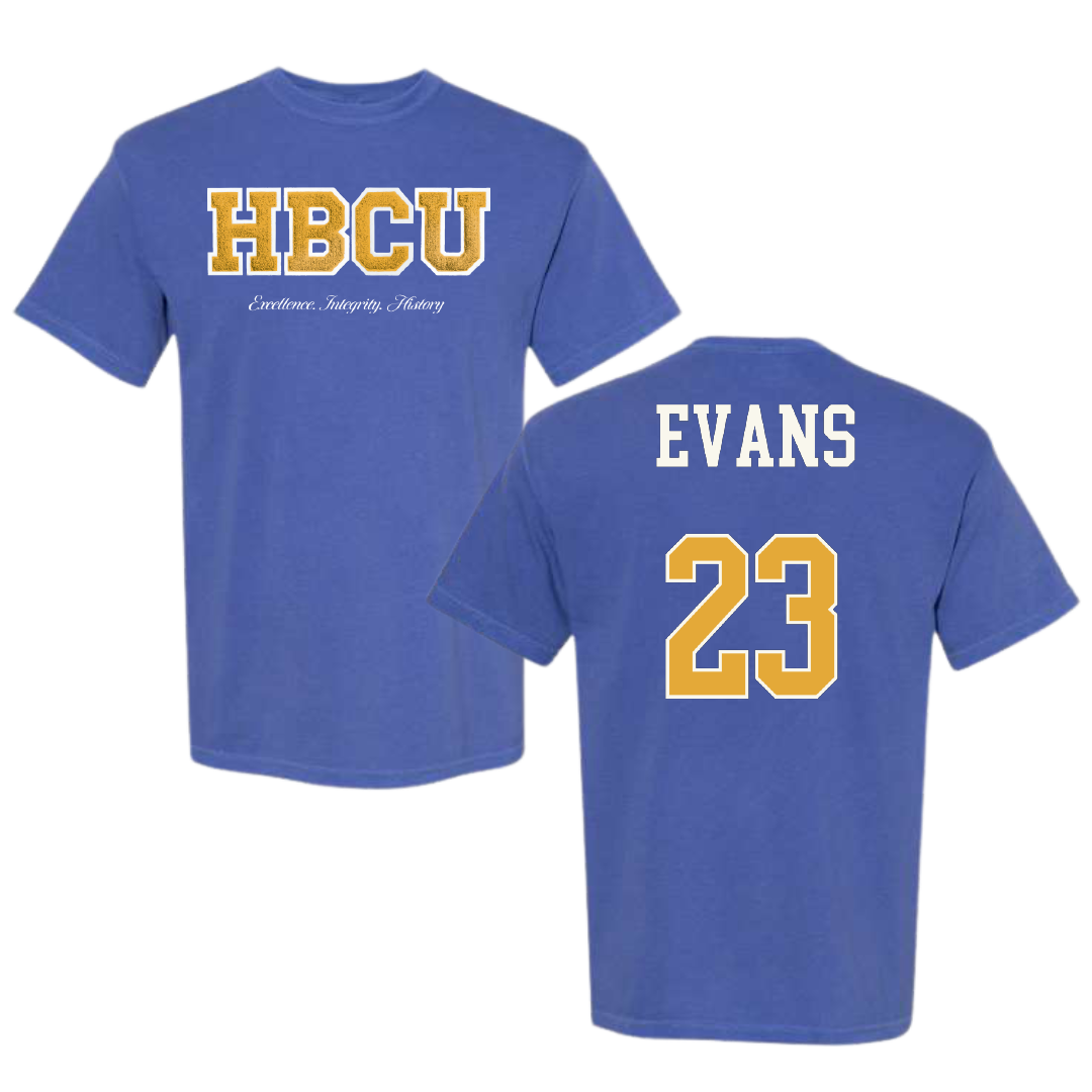 Albany State University Basketball (M) Blue HBCU Varsity Comfort Colors Tee - #23 Cameron Evans