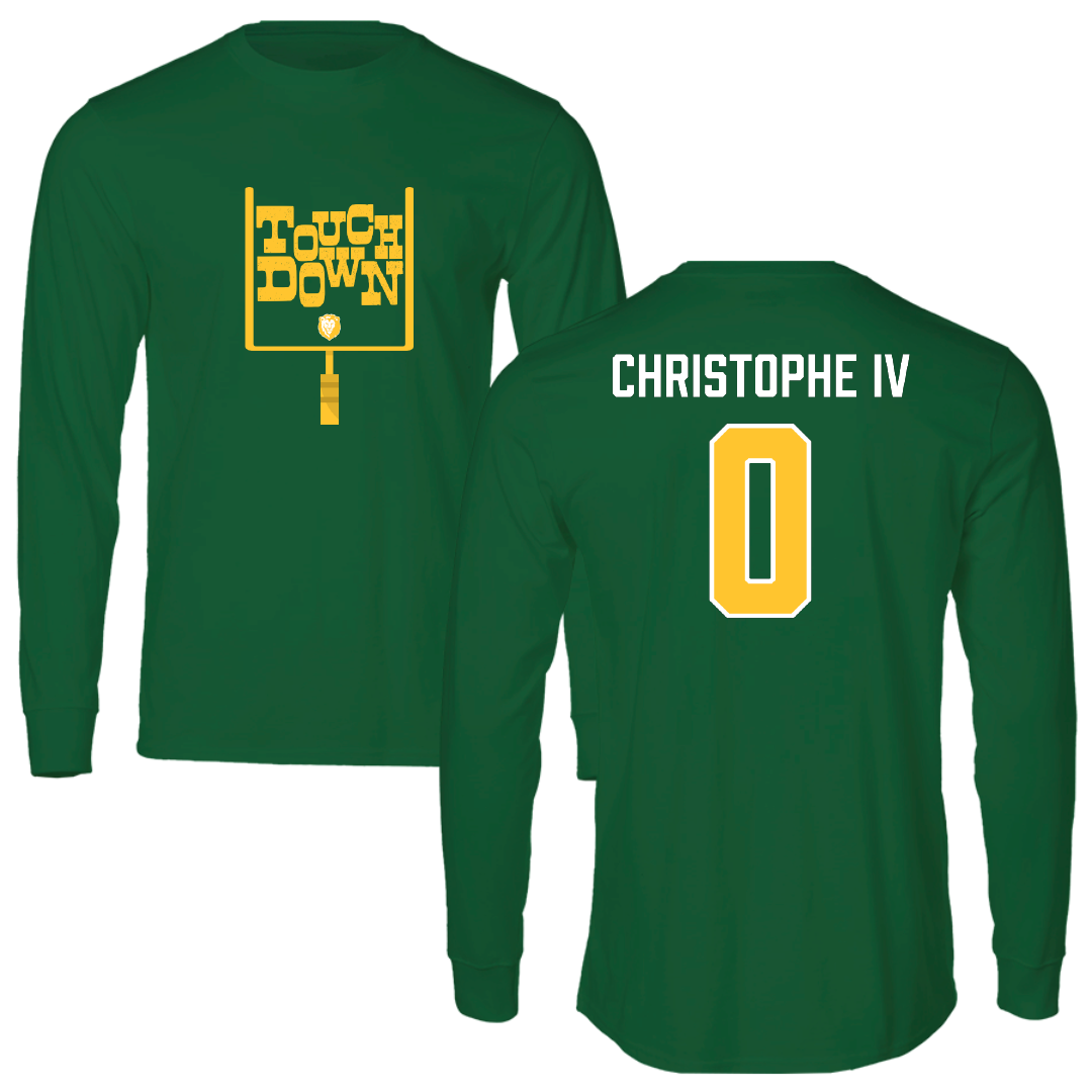 Southeastern Louisiana University Football Green Touchdown Performance Long Sleeve - #0 Herman Christophe IV