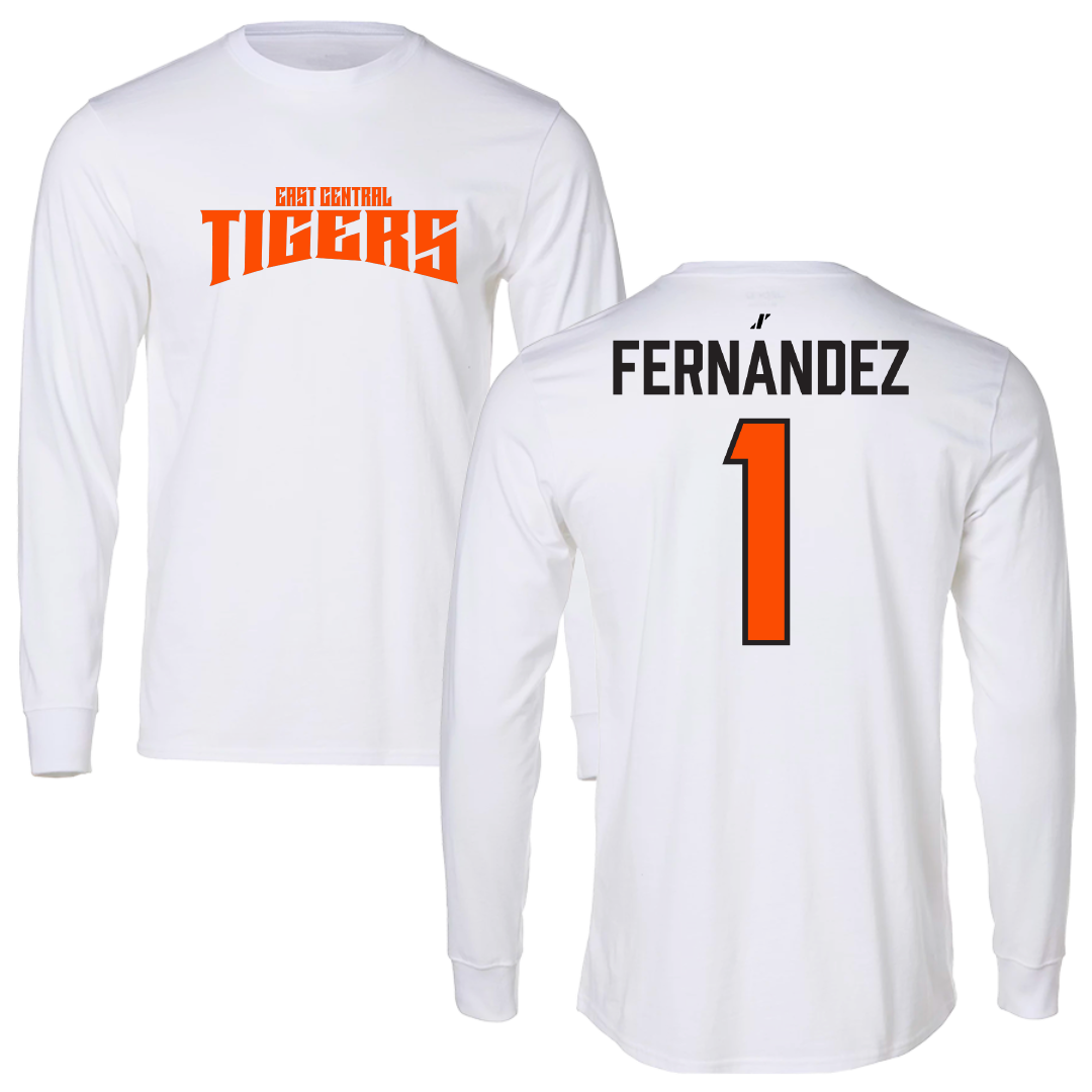 East Central University Basketball White Classic Performance Long Sleeve - #1 Eva Fernandez