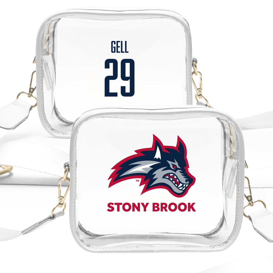 Stony Brook University Baseball White Clear Stadium Bag - #29 Scott Gell