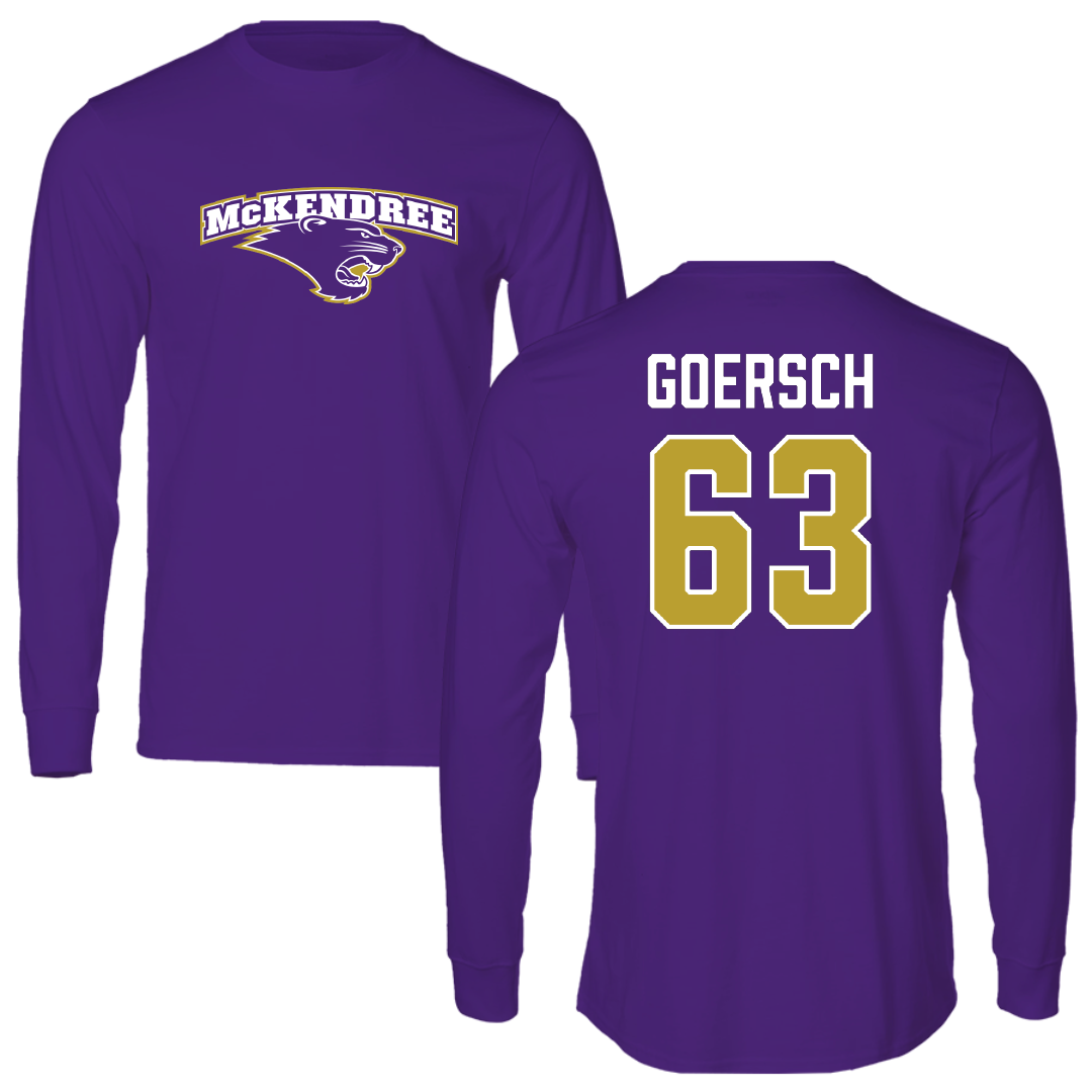 McKendree University Football Purple Performance Long Sleeve - #63 Konnor Goersch