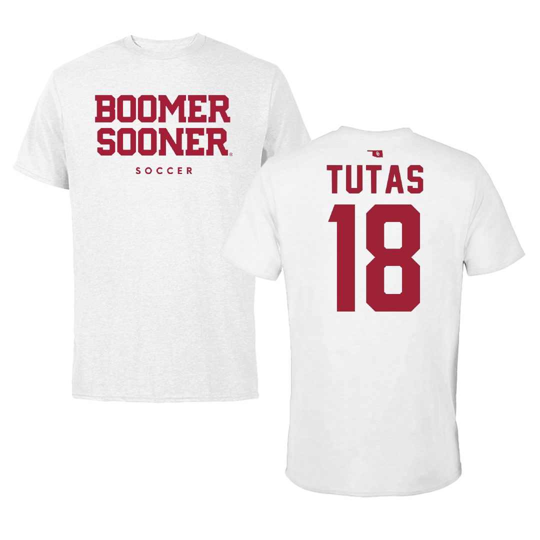 University of Oklahoma Soccer White Performance Tee - #18 Alyssa Tutas