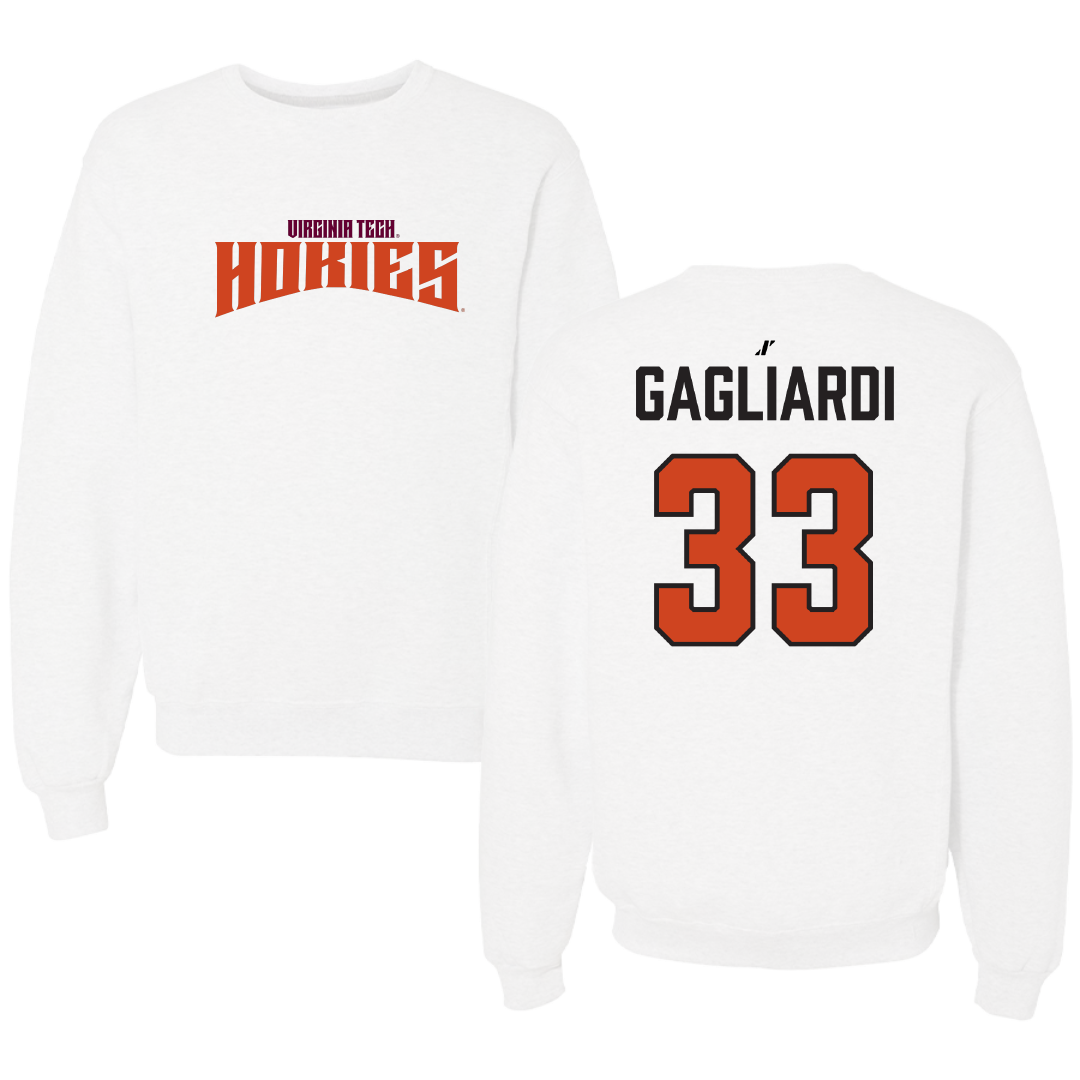 Virginia Tech Softball White Classic Crewneck - #33 Mia Gagliardi