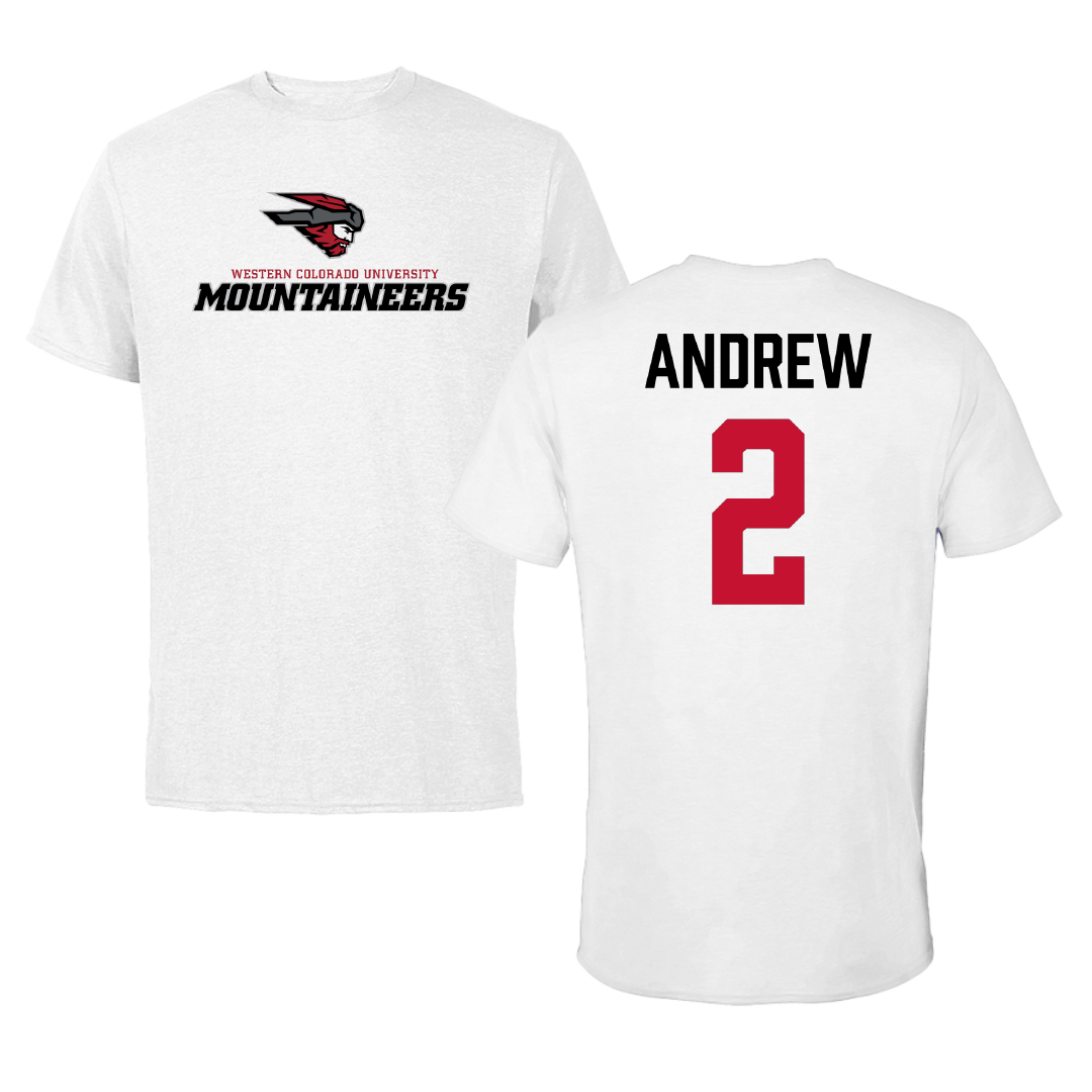 Western Colorado University Volleyball White Performance Tee - #2 Galatia Andrew