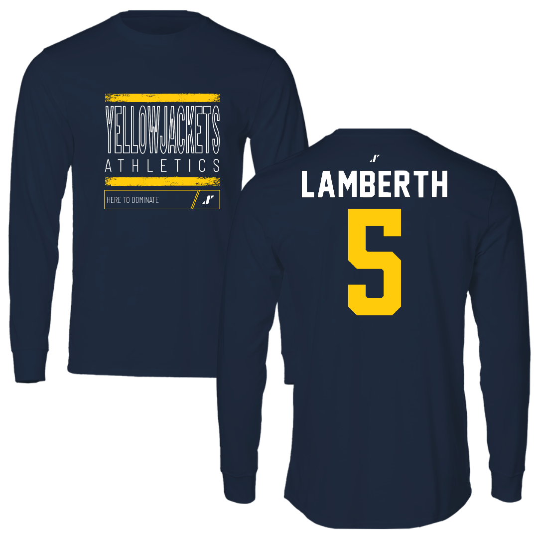 Graceland University Basketball Navy Dominate Performance Long Sleeve - #5 Micah Lamberth