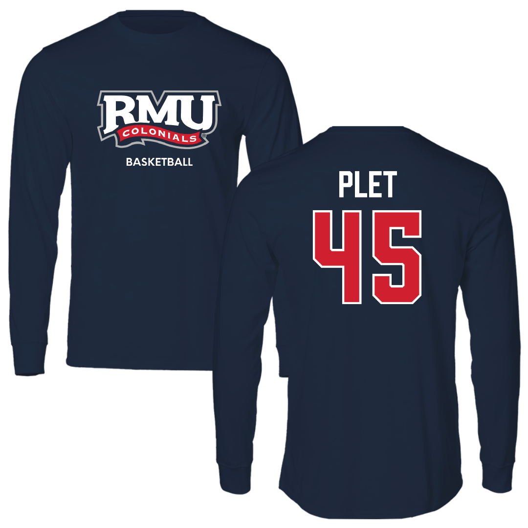 Robert Morris University Basketball (M) Navy RMU Long Sleeve - #45 Ismael Plet