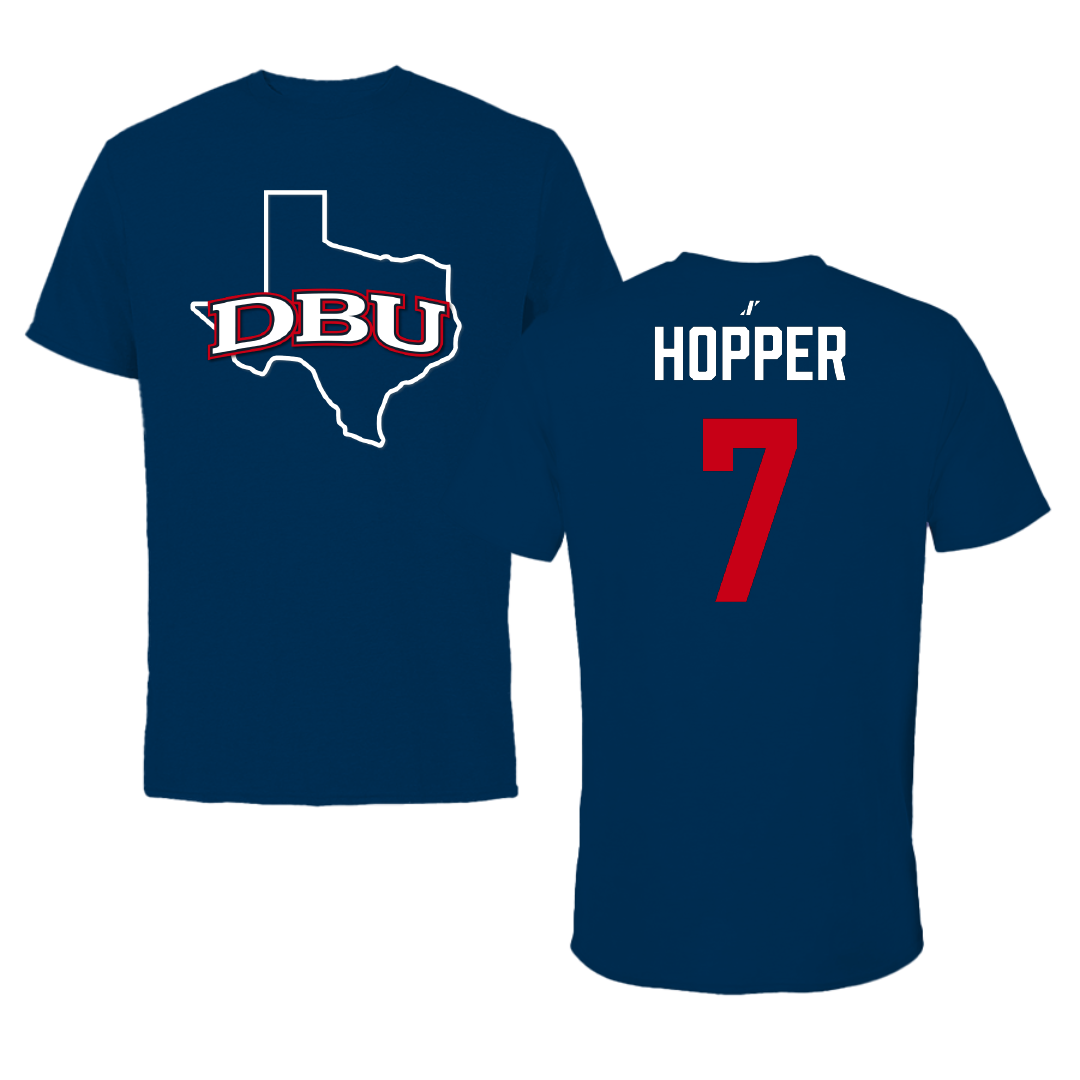 Dallas Baptist University Soccer Navy State Tee - #7 Sydney Hopper