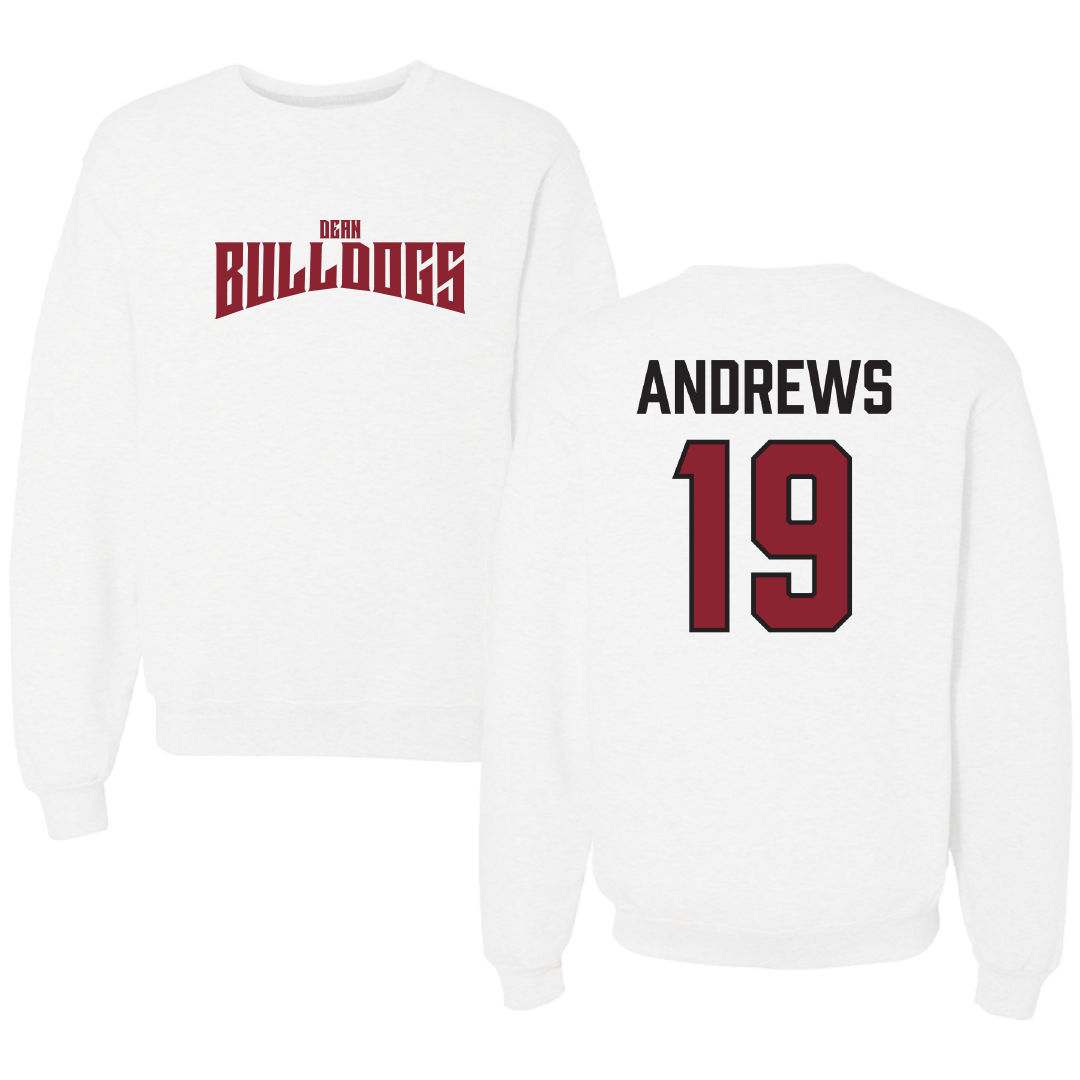 Dean College Lacrosse White Classic Crewneck - #19 Willow Andrews