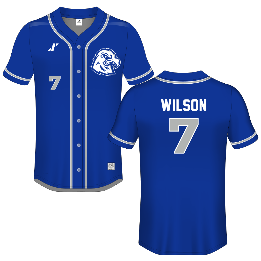 Calhoun Community College Blue Button-Down Jersey - #7 Trent Wilson