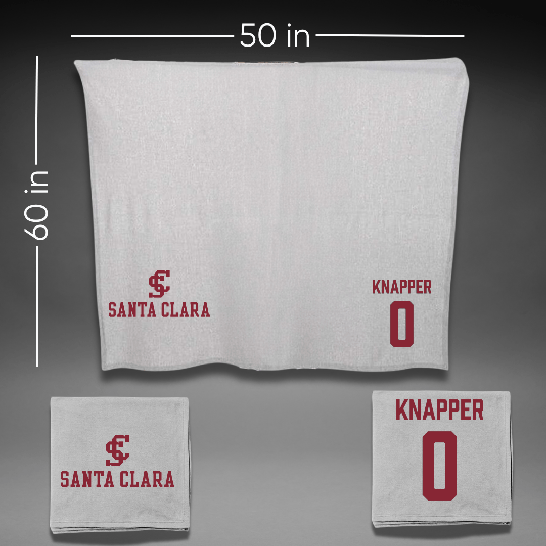 Santa Clara University Basketball (M) Gray Blanket - #0 Brenton Knapper