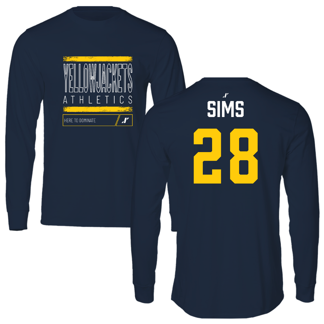 Graceland University Baseball Navy Dominate Long Sleeve - #28 Ashtyn Sims