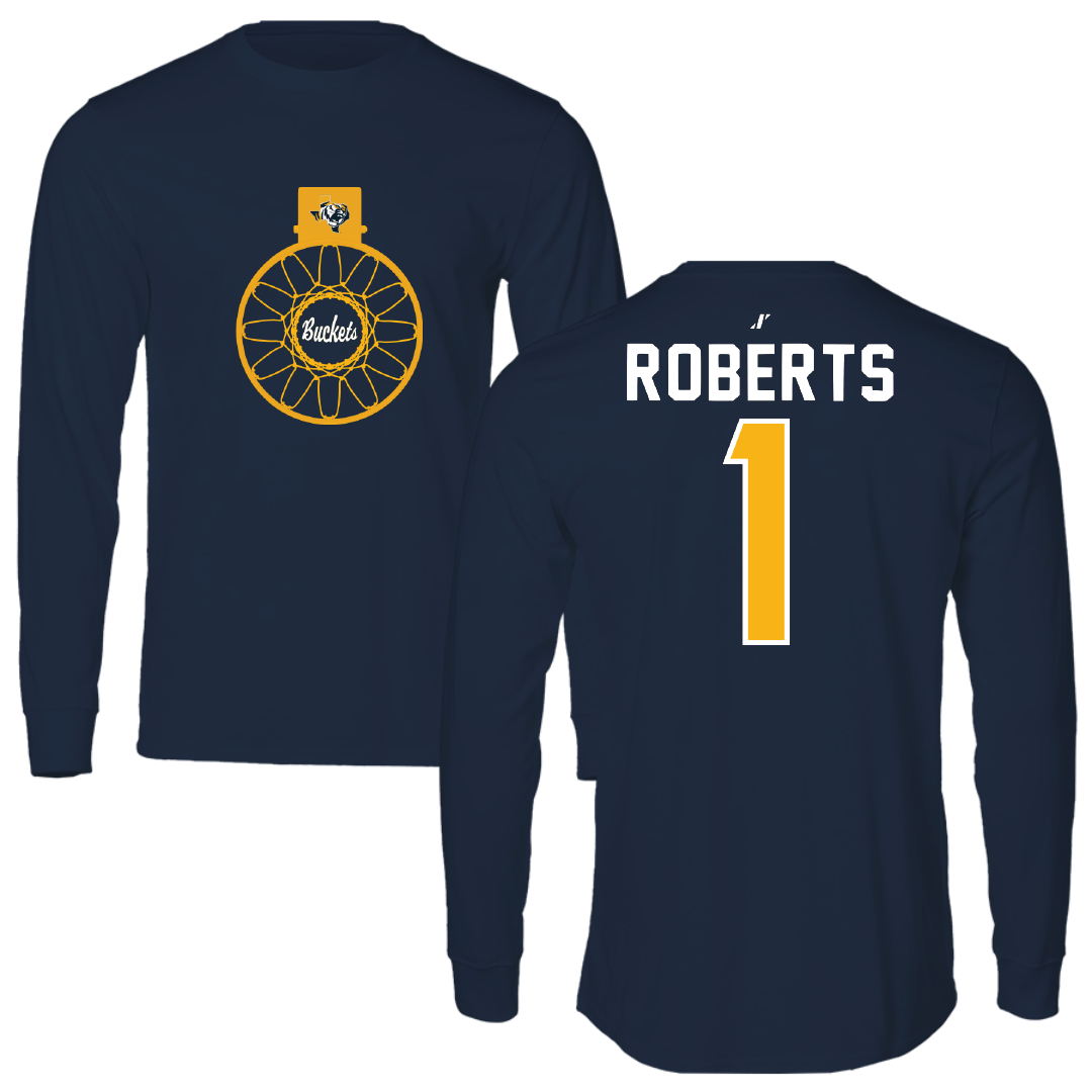 East Texas Baptist University Basketball Navy Buckets Performance Long Sleeve - #1 Michael Roberts