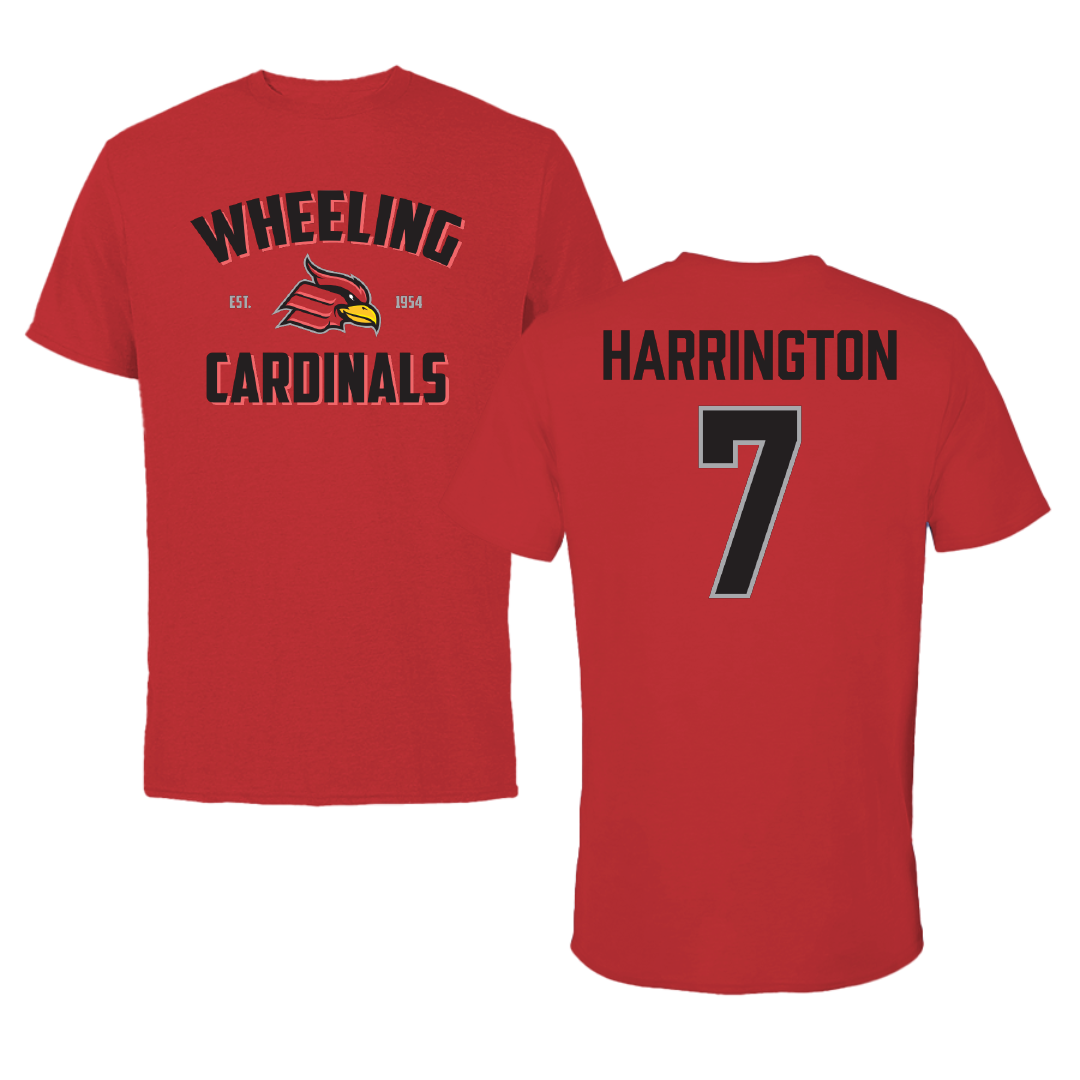 Wheeling University Football Red General Performance Tee - #7 Jayden Harrington