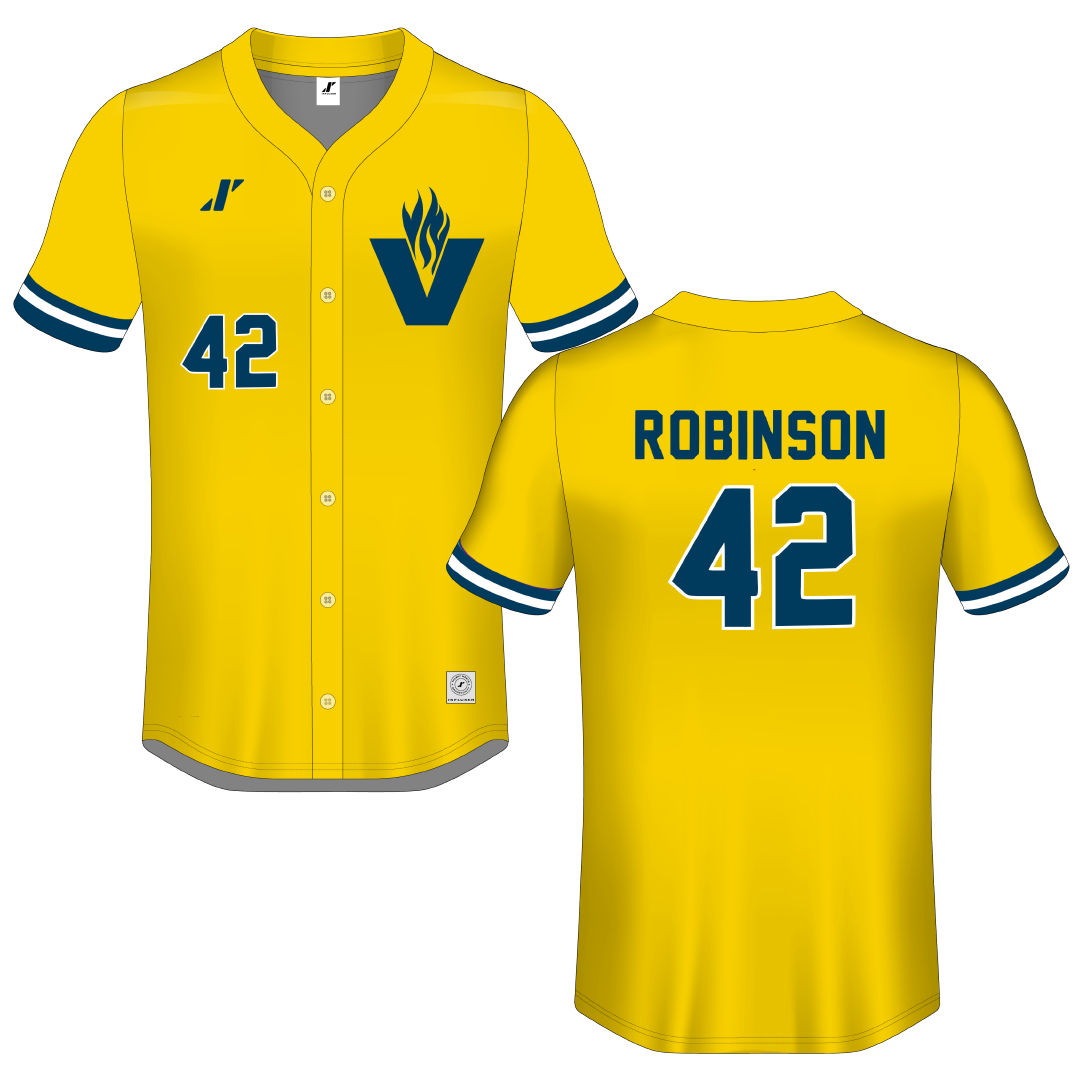 Vincennes University Gold Button-Down Jersey - #42 Ryan Robinson