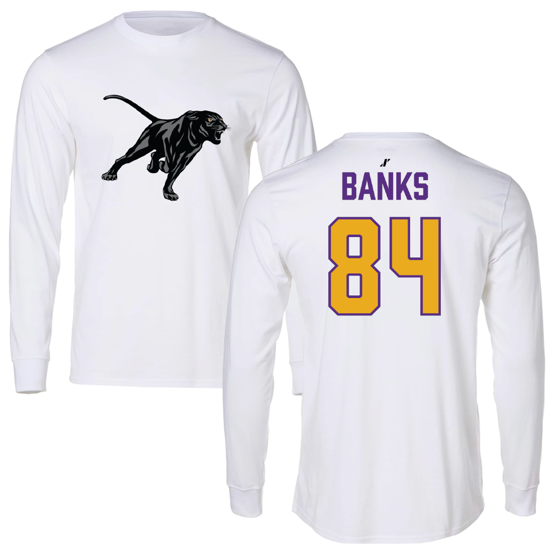 Prairie View A&M University Football White Performance Long Sleeve - #84 Ja’koby Banks