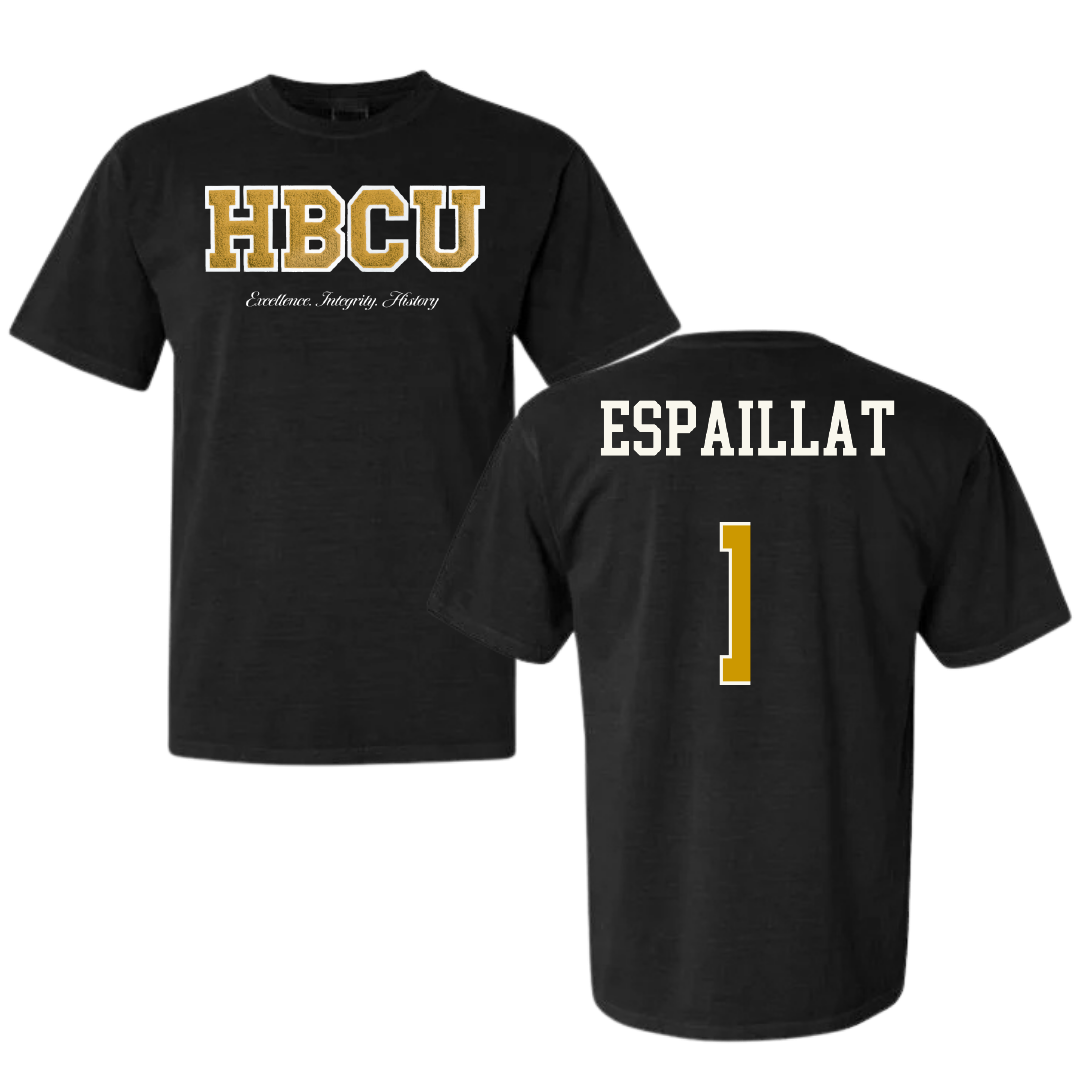 Alabama State University Baseball Black HBCU Varsity Comfort Colors Tee - #1 Alex Espaillat