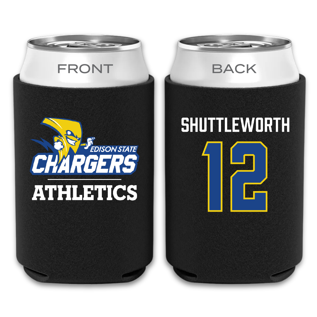 Edison State Community College Baseball Black Can Cooler - #12 Garrett Shuttleworth