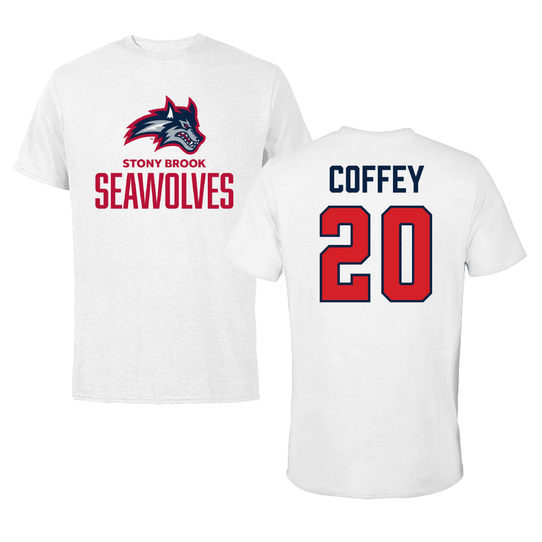 Stony Brook University Baseball White Tee - #20 Aidyn Coffey