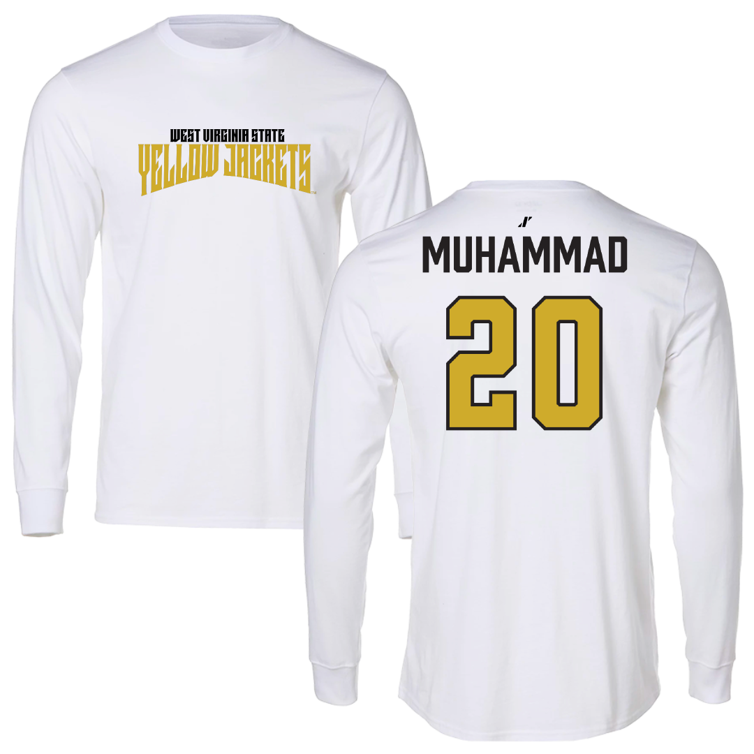 West Virginia State University Basketball (W) White Classic Performance Long Sleeve - #20 Dream Muhammad