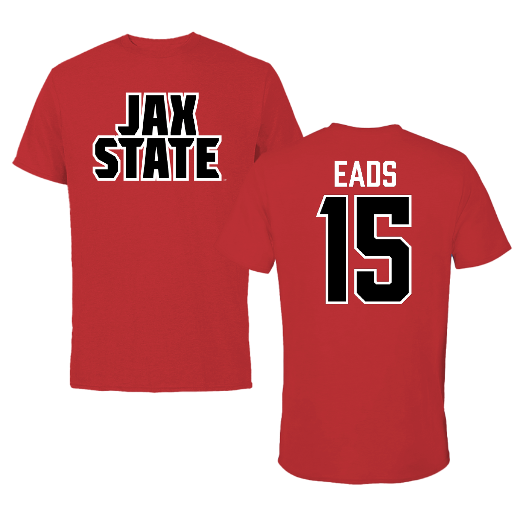 Jacksonville State University Soccer Red Tee - #15 Baylee Eads
