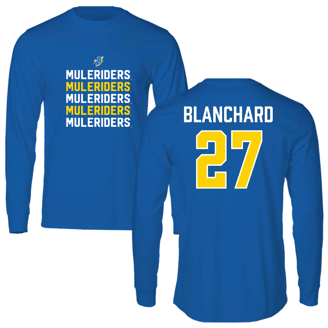Southern Arkansas University Baseball Blue General Performance Long Sleeve - #27 Dalen Blanchard