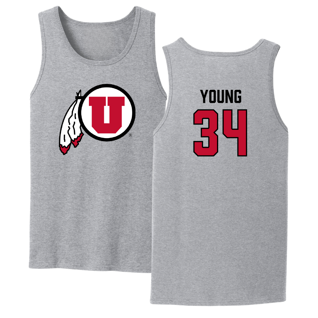 University of Utah Basketball Sport Gray Tank Top - #34 Dasia Young