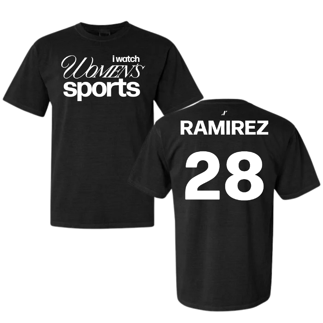 Florida Atlantic University Soccer Black WHM Comfort Colors Tee - #28 Jianna Ramirez