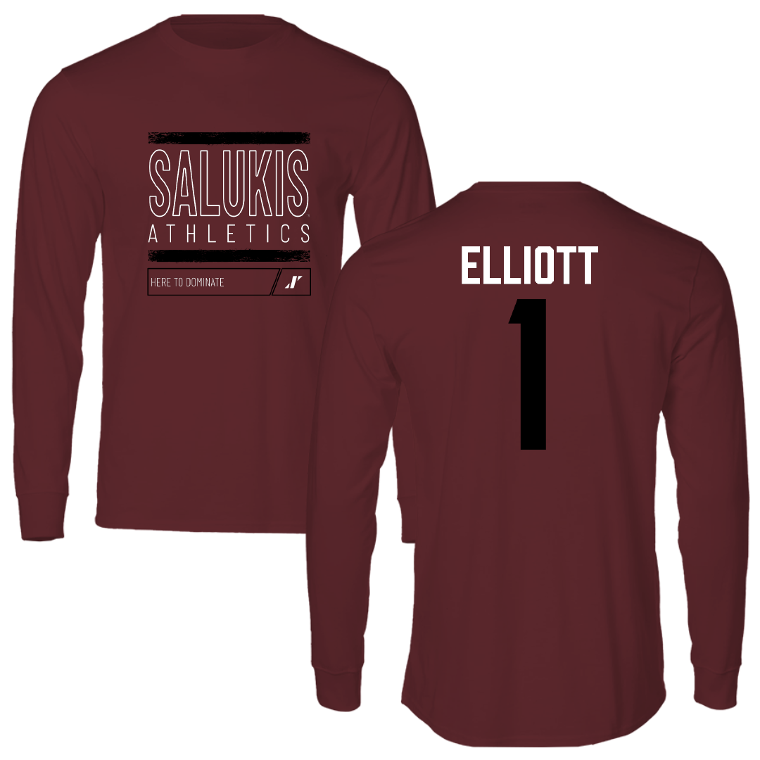 Southern Illinois University at Carbondale Football Maroon Dominate Performance Long Sleeve - #1 Romeir Elliott