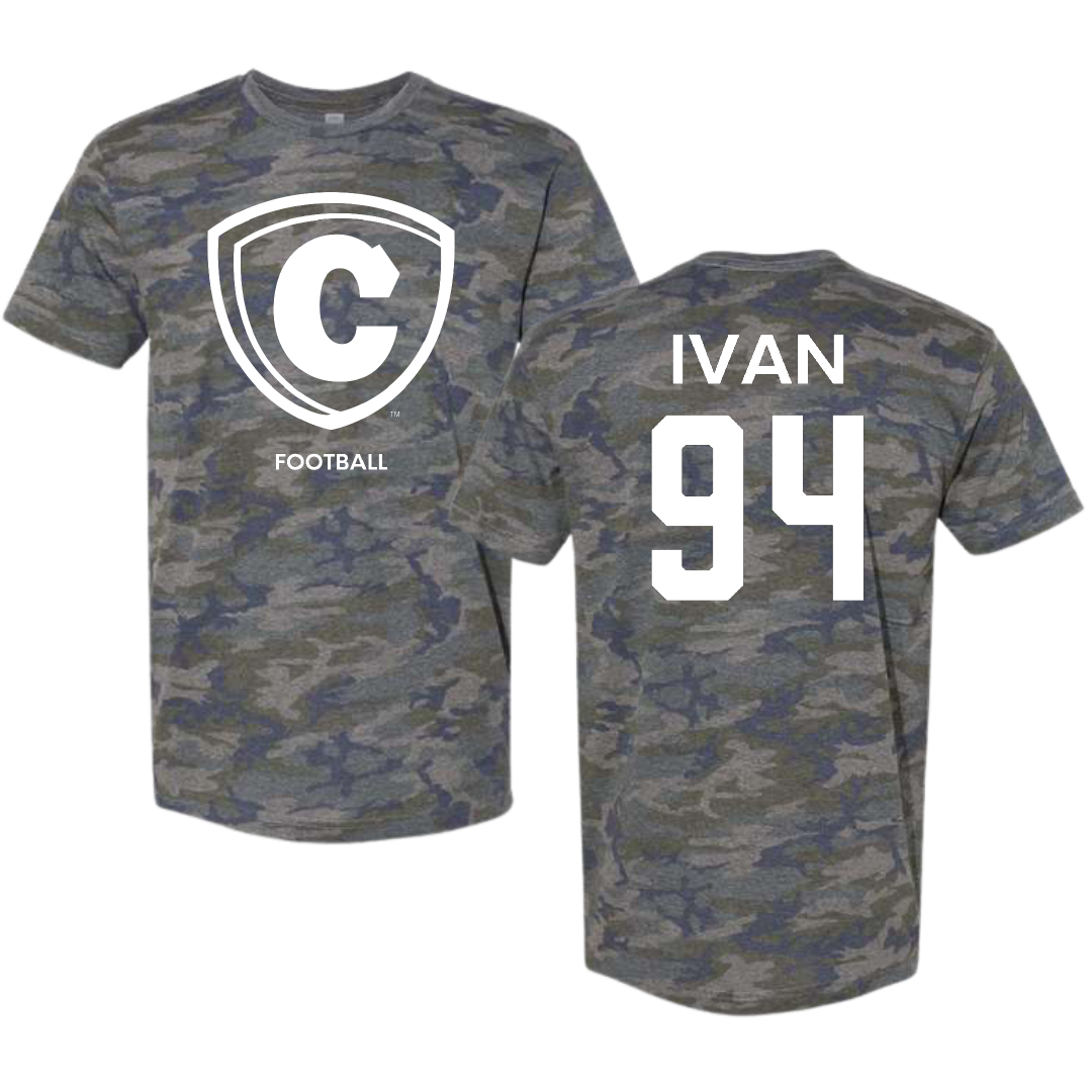 Carthage College Football Vintage Camo Tee - #94 Ethan Ivan