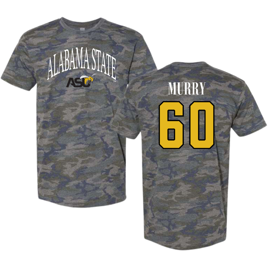 Alabama State University Football Vintage Camo Tee - #60 Izaac Murry