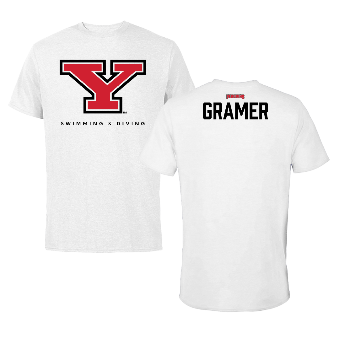 Youngstown State University Swimming & Diving White Tee - Jacob Gramer