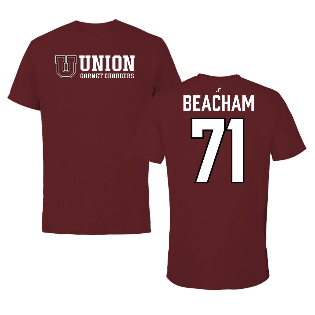 Union College Football Maroon General Tee - #71 Jack Beacham