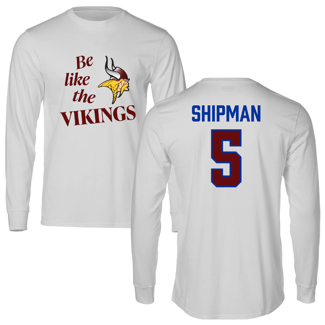 Valley City State University Baseball Light Gray Be Like Us Performance Long Sleeve - #5 Grady Shipman